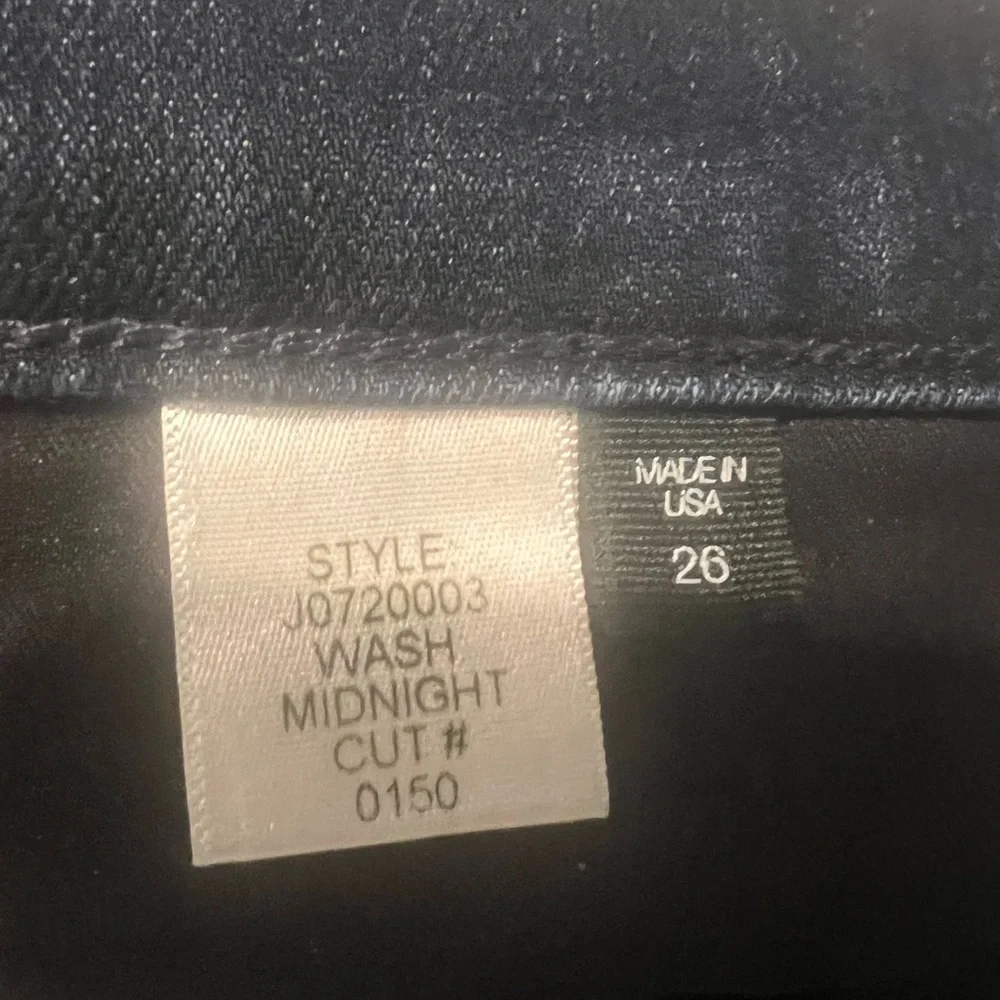 Veronica Beard Dark Blue Cropped Jeans with Red Side Stripes, hem is a raw edge - Picture 5 of 12